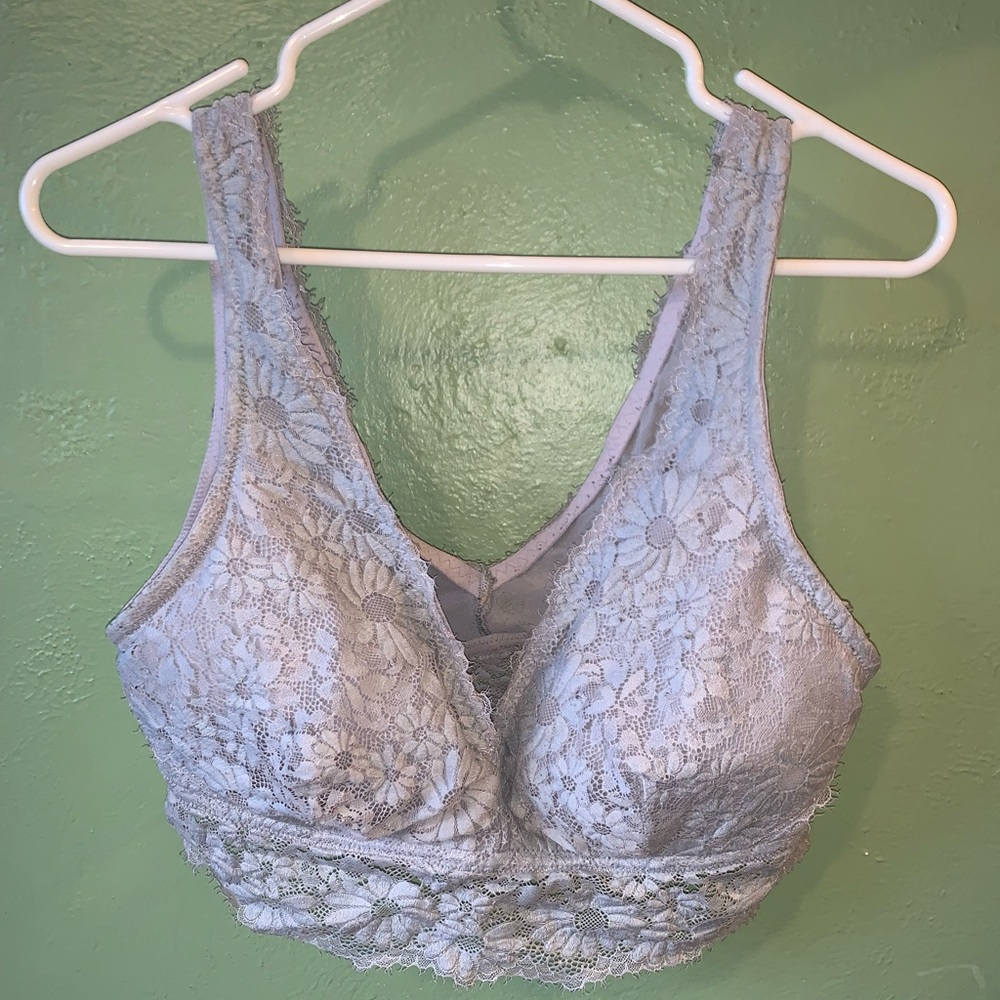 Grey Floral Aerie Bralette Size XL